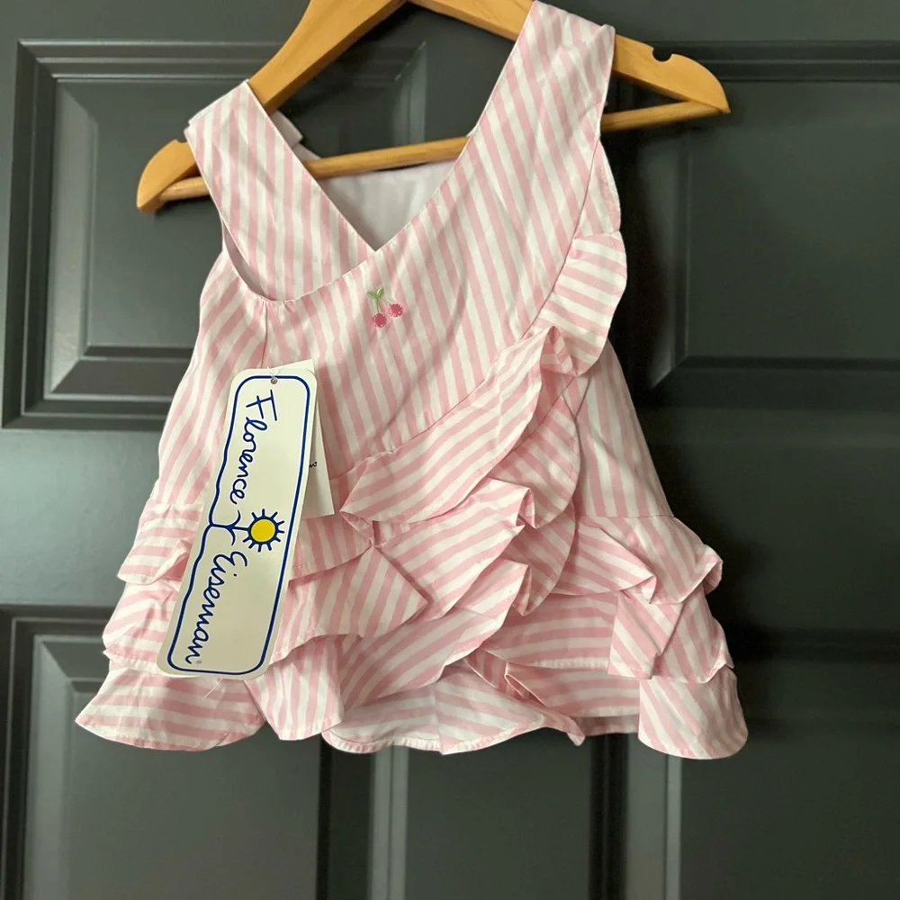 Florence Eiseman Pink and White Striped Baby Set NWT - Picture 3 of 6